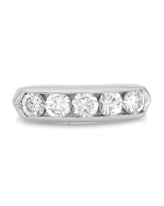 Channel Set Diamond Tapered Band in White Gold
